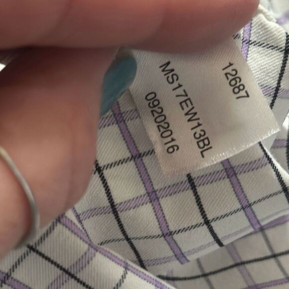 Peter Millar Summer Comfort Mens Long Sleeve Purple Gray Checkered size L Large - Picture 9 of 9